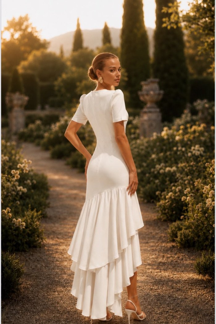 VESTIDO MARISTELA MULLET SAIA DUPLA - BRANCO
