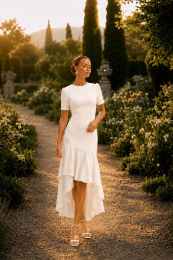 VESTIDO MARISTELA MULLET SAIA DUPLA - BRANCO