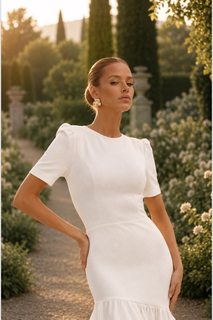 VESTIDO MARISTELA MULLET SAIA DUPLA - BRANCO