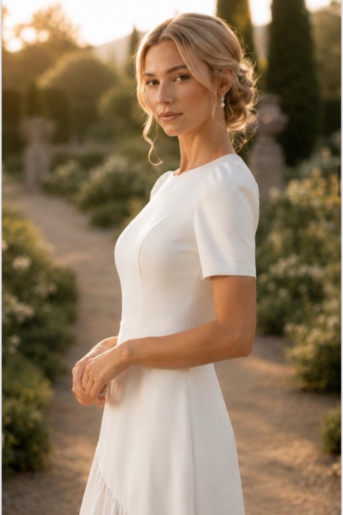 VESTIDO MARISTELA MULLET SAIA DUPLA - BRANCO