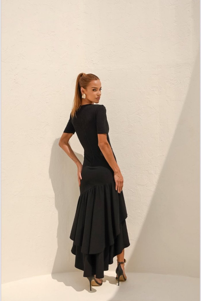 VESTIDO MARISTELA MULLET SAIA DUPLA - PRETO