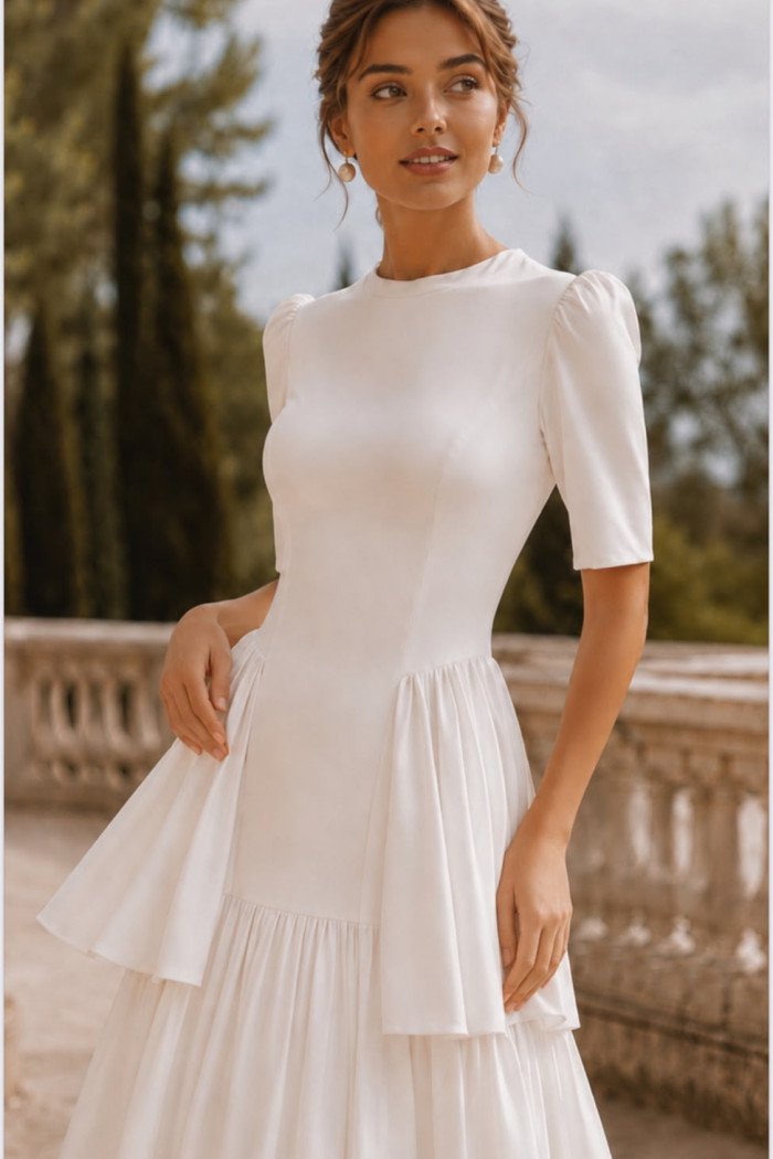 VESTIDO CHARLOTE LONGO CAMADAS - BRANCO