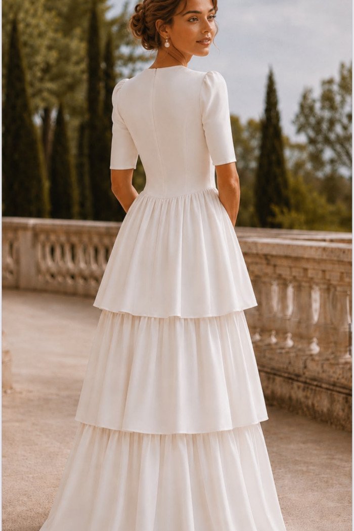 VESTIDO CHARLOTE LONGO CAMADAS - BRANCO