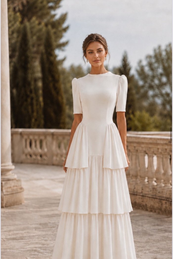 VESTIDO CHARLOTE LONGO CAMADAS - BRANCO