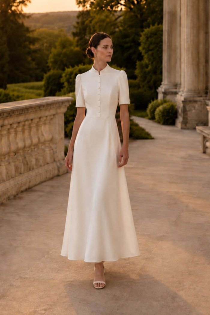 VESTIDO MANU LONGUETE BOTÕES - OFF WHITE