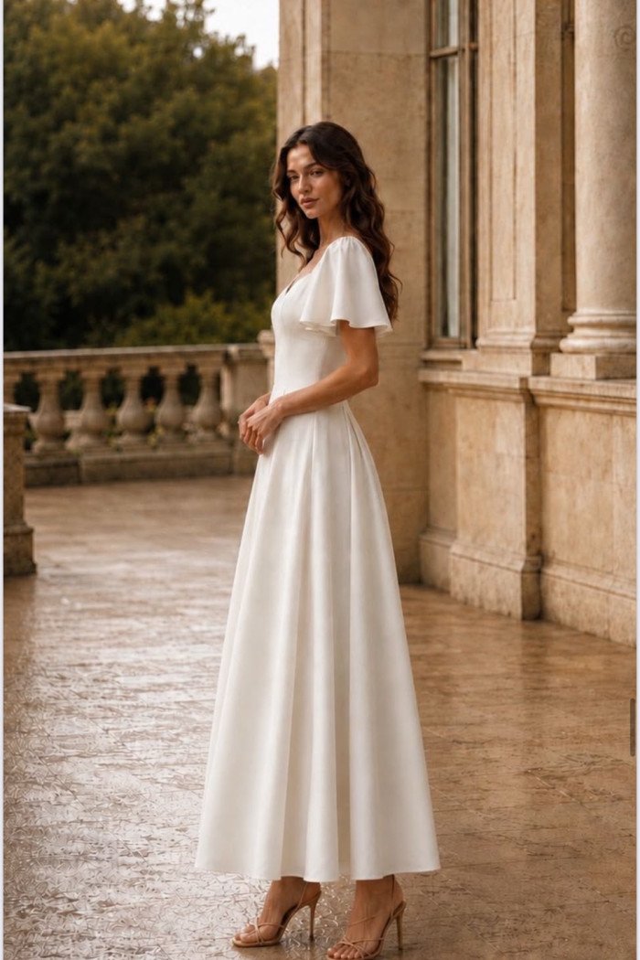 VESTIDO ANA MARIA MANGA SINO - BRANCO