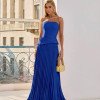 VESTIDO DE FESTA MAITÊ SAIA PLISSADA CHOKER - AZUL ROYAL