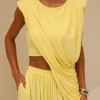 CONJUNTO BÚZIOS CALÇA ALADIM E BLUSA DRAPEADA - AMARELO