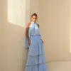 CONJUNTO SIENA BLUSA E SAIA BABADOS - AZUL SERENITY