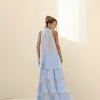 CONJUNTO SIENA BLUSA E SAIA BABADOS - AZUL SERENITY