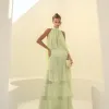 CONJUNTO SIENA BLUSA E SAIA BABADOS - VERDE