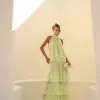 CONJUNTO SIENA BLUSA E SAIA BABADOS - VERDE