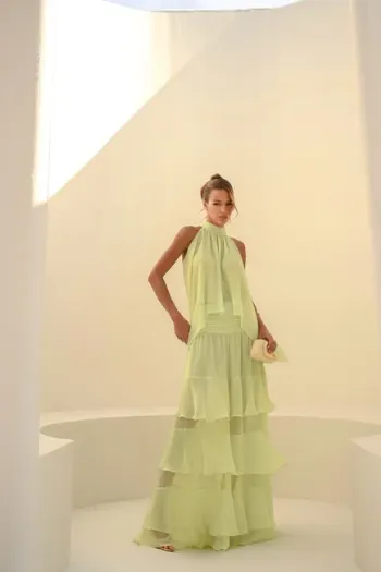 CONJUNTO SIENA BLUSA E SAIA BABADOS - VERDE
