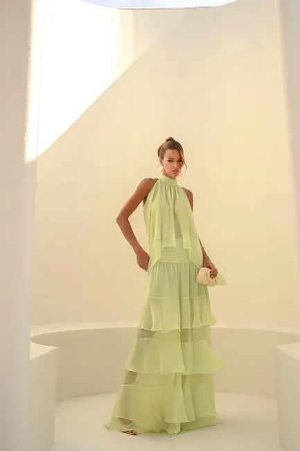 CONJUNTO SIENA BLUSA E SAIA BABADOS - VERDE