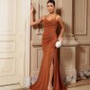VESTIDO DE FESTA RAFAELA CREPE PARIS - TERRACOTA