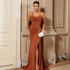 VESTIDO DE FESTA RAFAELA CREPE PARIS - TERRACOTA