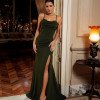 VESTIDO DE FESTA RAFAELA CREPE PARIS - VERDE OLIVA