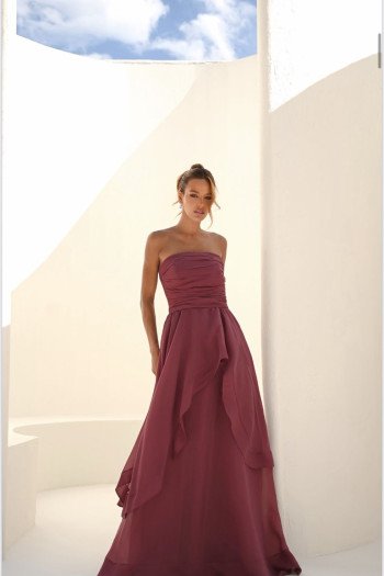 VESTIDO SOFISTIC LONGO T.Q.C. ASSIMÉTRICO ORGANZA - ROSA