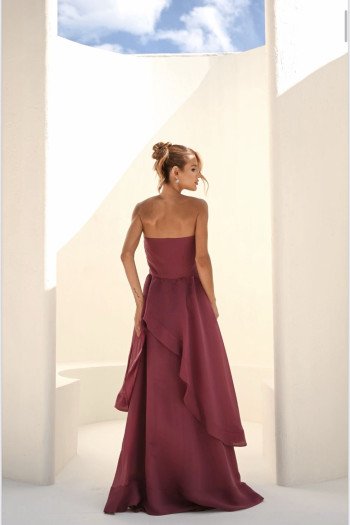 VESTIDO SOFISTIC LONGO T.Q.C. ASSIMÉTRICO ORGANZA - ROSA