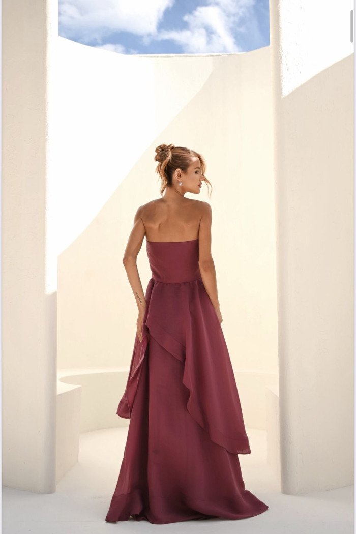 VESTIDO SOFISTIC LONGO T.Q.C. ASSIMÉTRICO ORGANZA - ROSA
