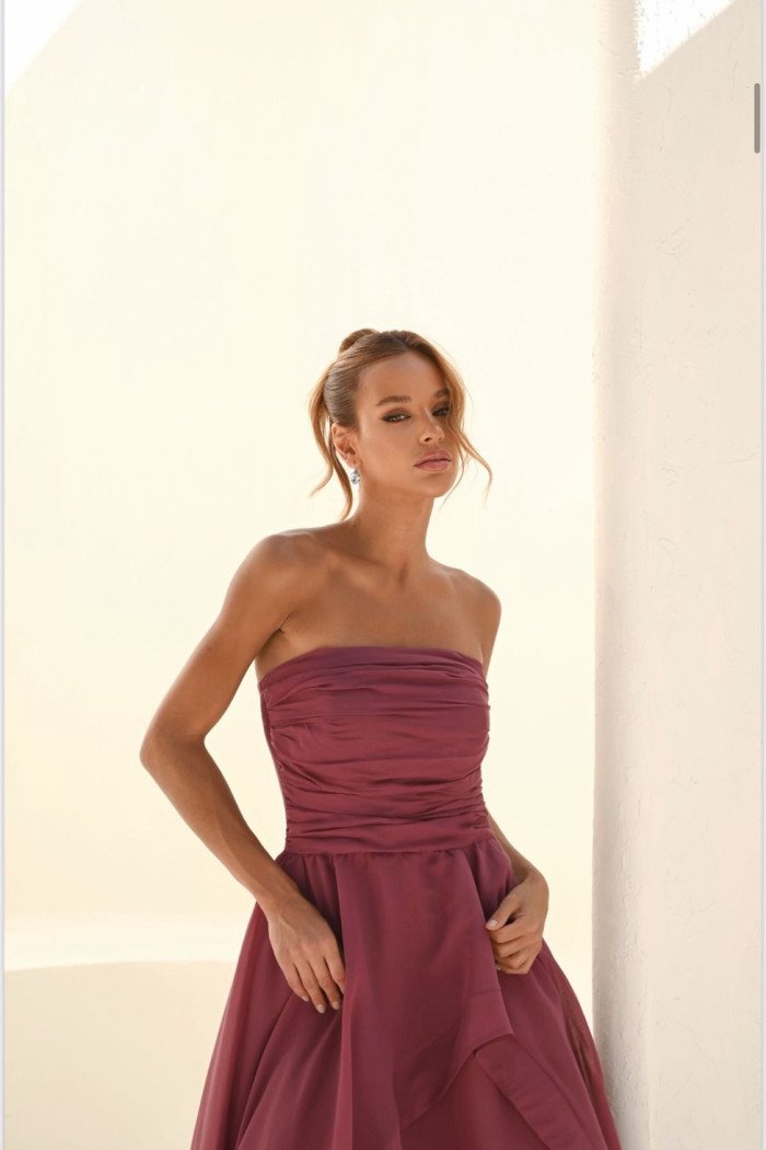 VESTIDO SOFISTIC LONGO T.Q.C. ASSIMÉTRICO ORGANZA - ROSA