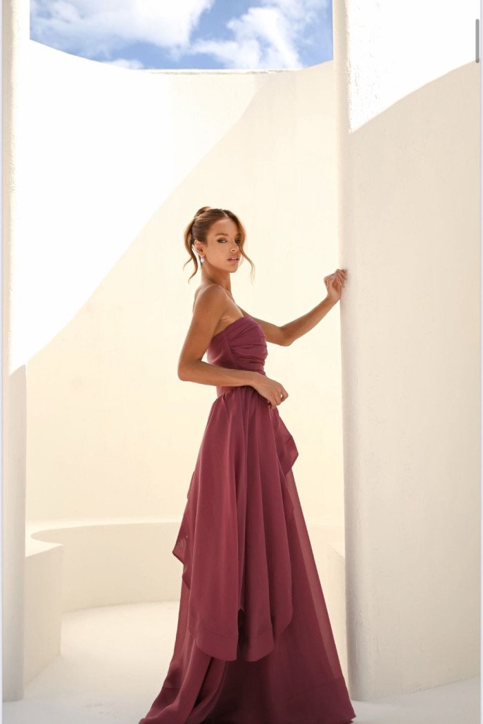 VESTIDO SOFISTIC LONGO T.Q.C. ASSIMÉTRICO ORGANZA - ROSA