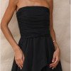 VESTIDO SOFISTIC LONGO T.Q.C. ASSIMÉTRICO ORGANZA - PRETO