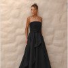 VESTIDO SOFISTIC LONGO T.Q.C. ASSIMÉTRICO ORGANZA - PRETO