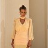 VESTIDO TAINARA LONGO PALA FRANZIDA - CAMOMILA