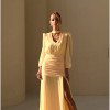 VESTIDO TAINARA LONGO PALA FRANZIDA - CAMOMILA