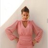 VESTIDO TAINARA LONGO PALA FRANZIDA - ROSA