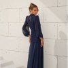VESTIDO TAINARA LONGO PALA FRANZIDA - AZUL MARINHO