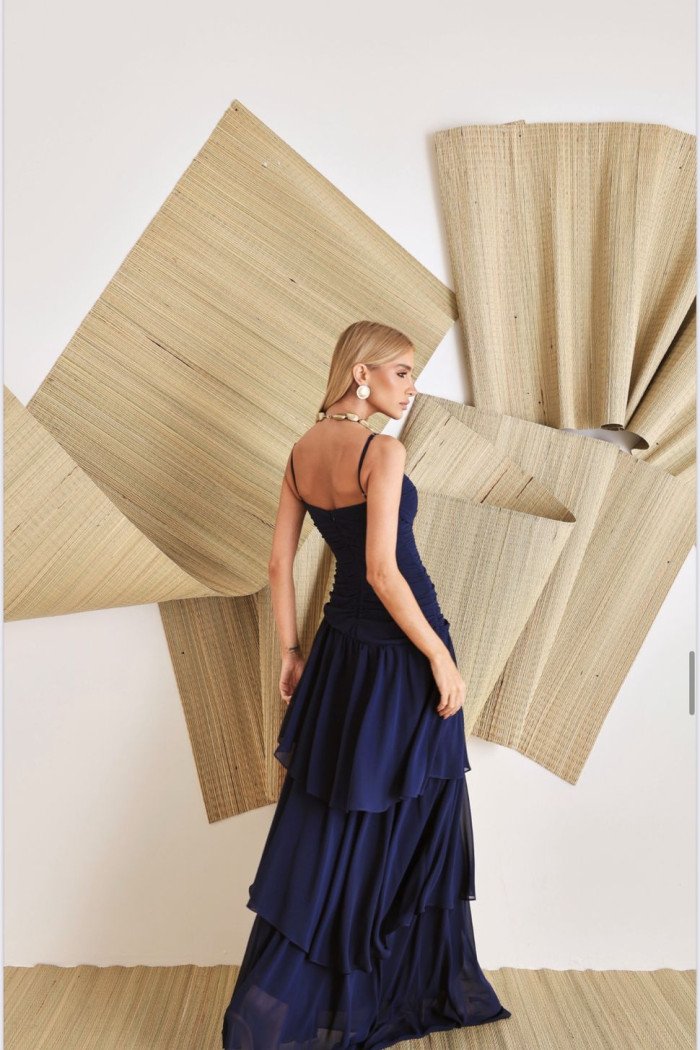 VESTIDO BIA LONGO CAMADAS - AZUL MARINHO