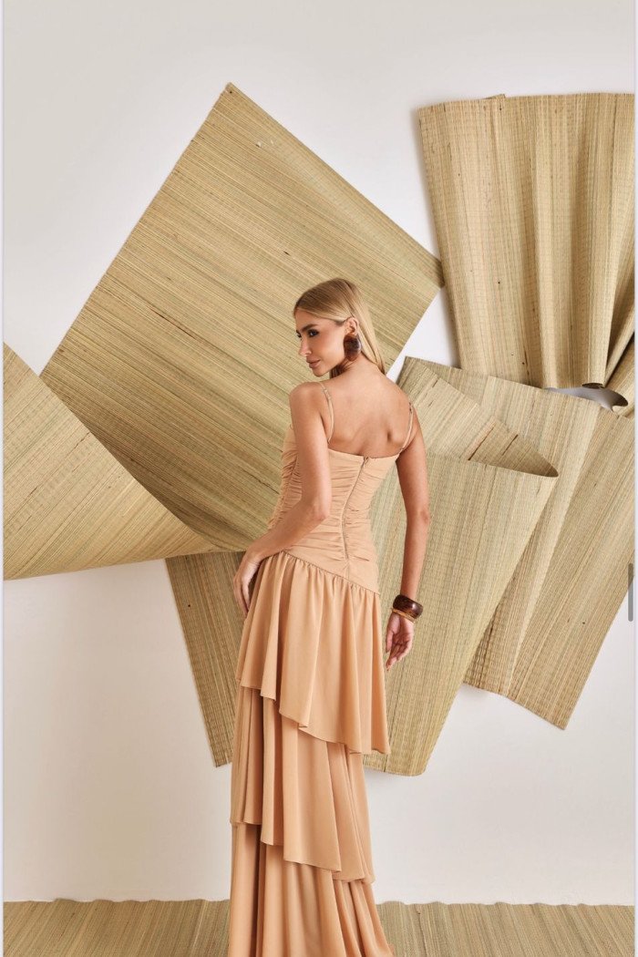 VESTIDO BIA LONGO CAMADAS - BEGE
