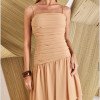 VESTIDO BIA LONGO CAMADAS - BEGE