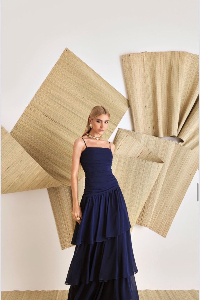 VESTIDO BIA LONGO CAMADAS - AZUL MARINHO