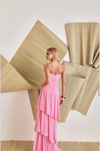 VESTIDO BIA LONGO CAMADAS - ROSA