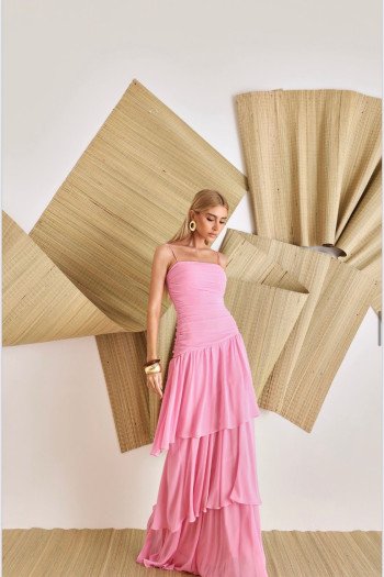 VESTIDO BIA LONGO CAMADAS - ROSA