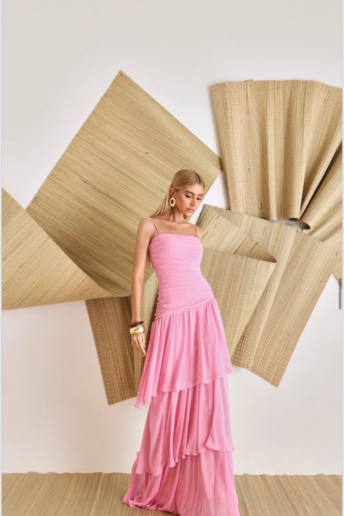VESTIDO BIA LONGO CAMADAS - ROSA
