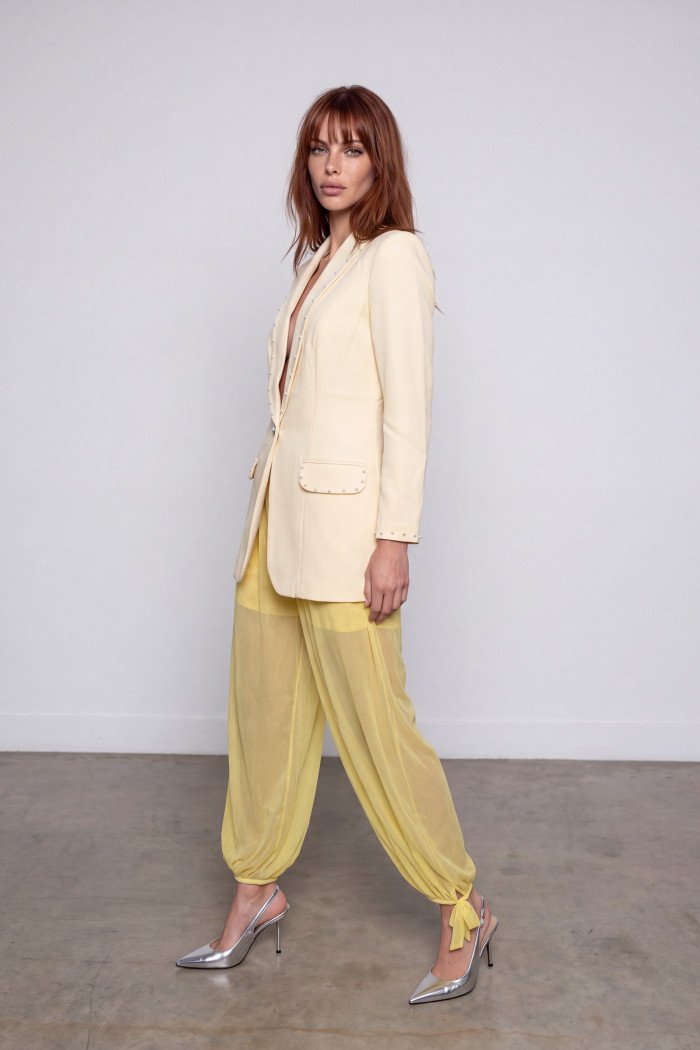 BLAZER SAMANTA ALFAIATARIA PÉROLAS SUMMER - AMARELO