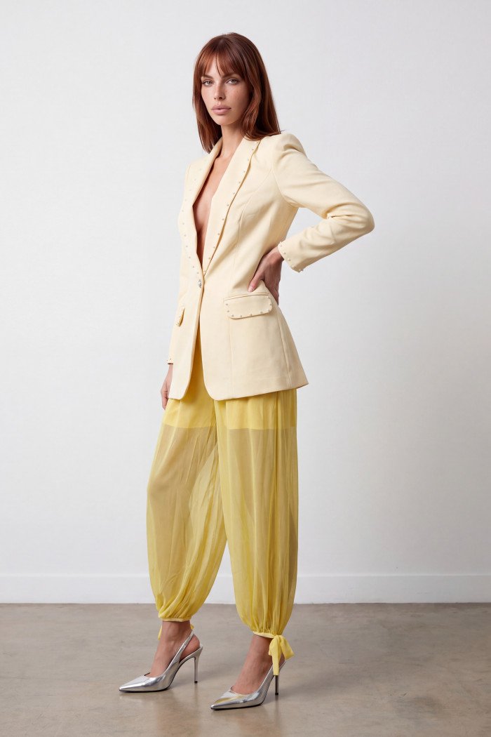 BLAZER SAMANTA ALFAIATARIA PÉROLAS SUMMER - AMARELO