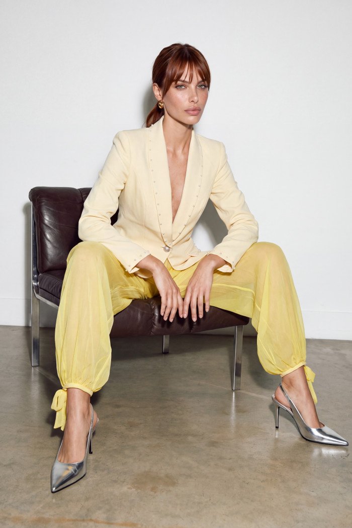 BLAZER SAMANTA ALFAIATARIA PÉROLAS SUMMER - AMARELO
