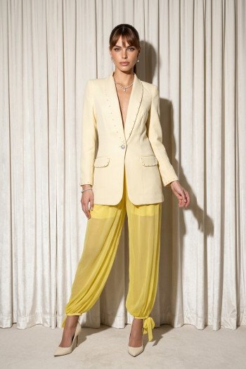BLAZER SAMANTA ALFAIATARIA PÉROLAS SUMMER - AMARELO