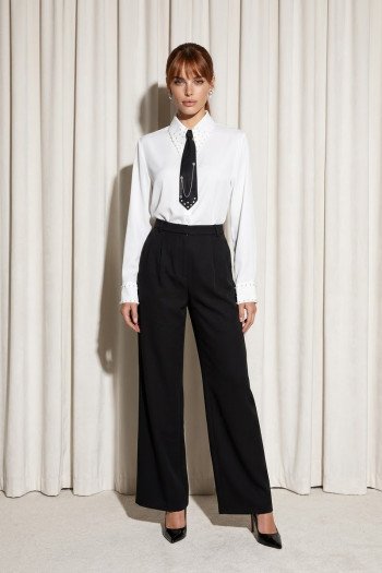 CALÇA PANTALONA NÁDIA PREGAS SATISFACTION - PRETO