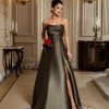 VESTIDO DE FESTA DÁLIA LONGO T.Q.C. ZIBELINE - VERDE OLIVA