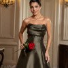 VESTIDO DE FESTA DÁLIA LONGO T.Q.C. ZIBELINE - VERDE OLIVA
