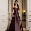 VESTIDO DE FESTA DÁLIA LONGO T.Q.C. ZIBELINE - MARROM