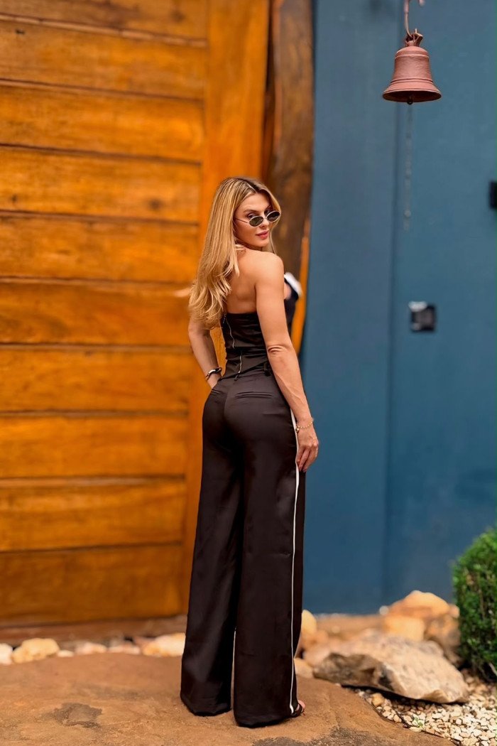 CONJUNTO VERÔNICA ALFAIATARIA BICOLOR - PRETO COM BRANCO