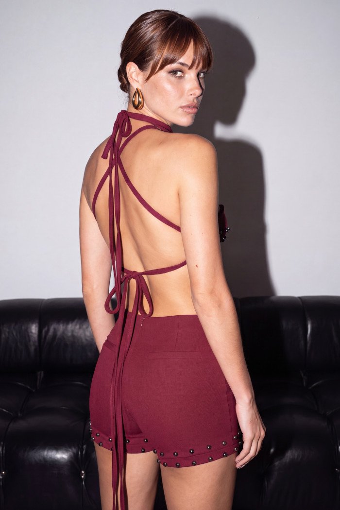 CONJUNTO TOP E SHORT ALFAIATARIA RITA PÉROLAS ATELIER - BURGUNDY