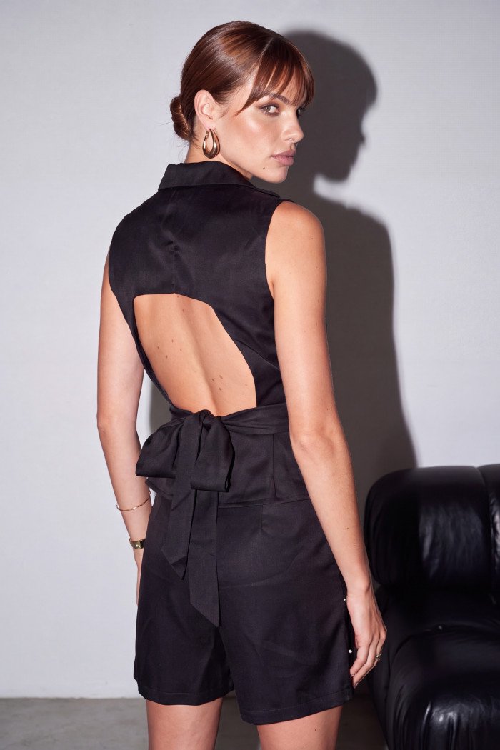CONJUNTO SABRINA COLETE E SHORT PÉROLAS ATELIER - PRETO